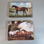 Two Royal Worcester porcelain plaques, with transfer printed decoration of horses including Lord