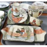 Tray of Royal Doulton 'The Gallant Fisher' design items to include: rectangular dishes, jugs,