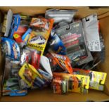 Box of assorted diecast model vehicles in original packaging to include: Matchbox Superfast,