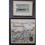 Francois Perhirin (French 1929-2004), 'Britannia, The Royal Yacht Britannia Brest, 1980'. Signed.