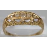 18ct gold four stone diamond ring. Size N. 2.9g approx. (B.P. 21% + VAT)