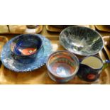 Tray containing Gwili pottery items to include; bowls, plate, jug etc. All with painted some with