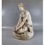 Plaster moulded study of a seated woman in pensive pose. 46cm high approx. (B.P. 21% + VAT)