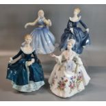 Four Royal Doulton bone china figurines, to include: 'Diana', 'Janine', 'Fragrance' and '