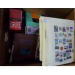 Box of all world stamps in boxes and tins and old album and large selection on pages. (B.P. 21% +