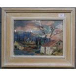 Elizabeth Haines (Welsh 20th century), Italianate landscape, signed. Oils on board. 25x35cm