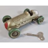 Original Mettoy 1940's tin plate wind up Mercedes racing car, made in Great Britain, with green,