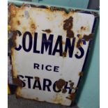 Vintage 'Colman's Rice Starch' enamel sign. 93x61cm approx. (B.P. 21% + VAT)