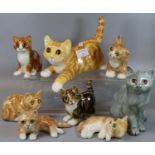 Collection of mainly studio Art pottery Winstanley cats and kittens. (8) (B.P. 21% + VAT)