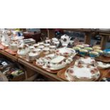 Five trays of Royal Albert 'Old Country Roses' design items to include: 17 piece teaset with teapot,
