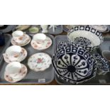 Two trays of Royal Crown Derby porcelain to include: unfinished blue and white Imari pattern