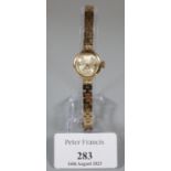 Rotary 9ct gold 17 jewel ladies wristwatch with 9ct gold bracelet strap. Overall 12.9g approx. (B.P.