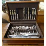 Harrods Ltd. Cutlers & Silversmiths Knightsbridge S W canteen of silver plated cutlery. (B.P.