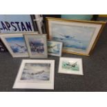 Aviation interest - group of aviation prints, to include: two seater Spitfire, after Robert