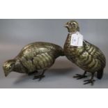 Two metal studies of partridges with naturalistic features. (2) (B.P. 21% + VAT)