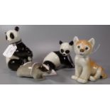 Four USSR ceramic animals to include: panda, lion cub and badger. (B.P. 21% + VAT)