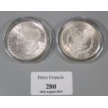 Two United States of America silver 'Morgan' Dollars, both 1881. (2) (B.P. 21% + VAT)