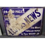 Single sided metal advertising sign 'Lloyd's News, the Most Popular Paper in the World'. 77x92cm