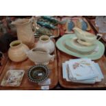 Three trays of assorted items to include: Royal Stafford English bone china square shaped fish and