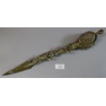 19th/20th century brass or bronze Buddhist Varja, a symbolic dagger representing a bolt of lightning