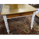 Pine Farmhouse single drawer kitchen table on painted Baluster turned legs.(B.P 21%+VAT)