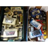 Two boxes of assorted diecast models to include: Matchbox Models of Yesteryear, Days Gone, Royal