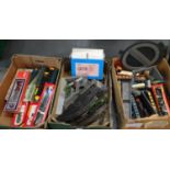Three boxes of assorted OO gauge model railway rolling stock and locomotives including; Hornby 462