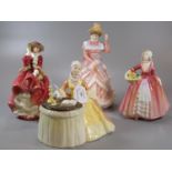 Four Royal Doulton bone china figurines to include: 'Janet', 'Top O'the Hill', 'Meditation' and '