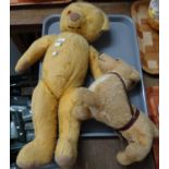 Vintage mohair teddy bear with stitched nose and mouth and moveable joints together with a soft