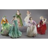 Five Royal Doulton bone china figurines to include: 'Laura', 'Ashley' etc, together with a Royal