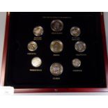 Cased set of the predecimals of Elizabeth II and the emblems series decimals of Elizabeth II coin