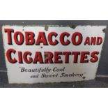 Original enamel single sided advertising sign 'Tobacco and Cigarettes, beautifully cool and sweet