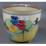 Clarice Cliff Newport pottery Bizarre series 'Pansies' design hand painted planter or jardiniere.