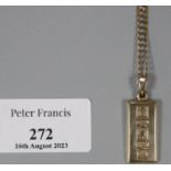 9ct gold ingot on 9ct gold chain, Birmingham hallmarks. 12.8g approx. (B.P. 21% + VAT)