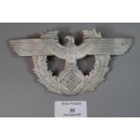 World War Two German Police Shako eagle plate in aluminium marked 'GHO'. (B.P. 21% + VAT)