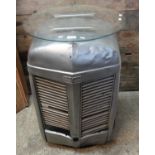 Glass top novelty side/lamp table in the form of a Ferguson TE20 1950s tractor grill. (B.P. 21% +