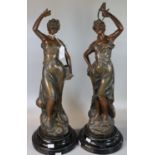 Pair of early 20th Century French spelter emblematic figures, 'La Science' and 'Le Travail'. (2) (