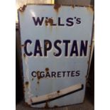 Single sided enamelled metal advertising sign 'Wills's Captain Cigarettes'. 92x61cm approx. (B.P.