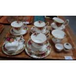 Tray of Royal Albert English bone china 'Old Country Roses' design items to include: two trios,