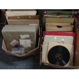 Two boxes of vintage and antique Classical music vinyl records to include: HMV, Columbia,