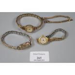Bag of 9ct gold and other ladies watches. (B.P. 21% + VAT)