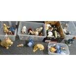 Four boxes of mostly animal figures to include: Sylvac dogs, Sandycast dog, other dogs; Dutch Jenna,