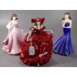 Three Coalport bone china figurines to include: 'Scarlett', Classic Elegance 'Olivia' and '