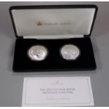 Jubilee Mint, The 2023 1oz fine silver Britannia Coin Pair in original case, Queen Elizabeth II