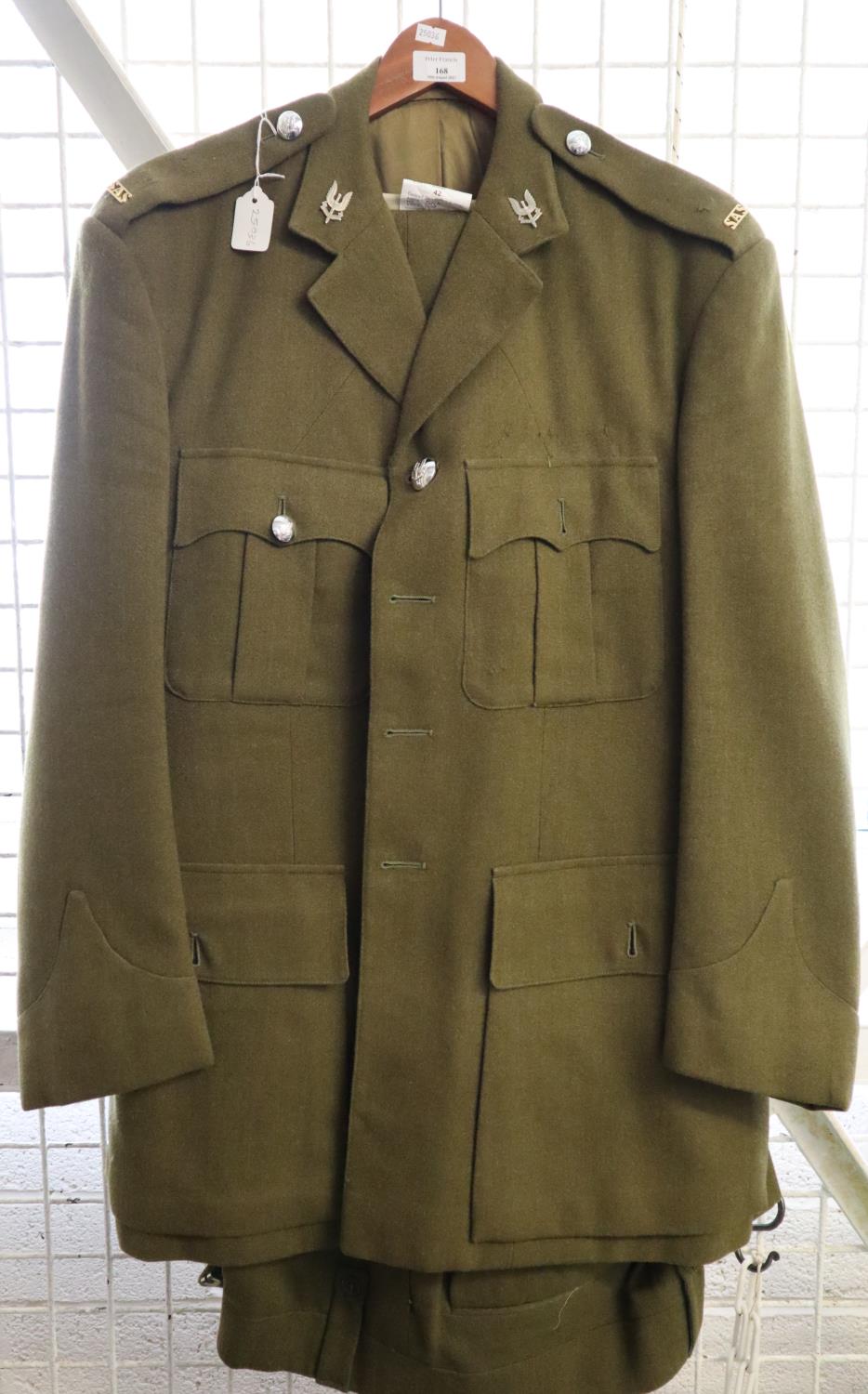 British Army Officer's long jacket with trousers, having SAS badges and insignia. (B.P. 21% + VAT)
