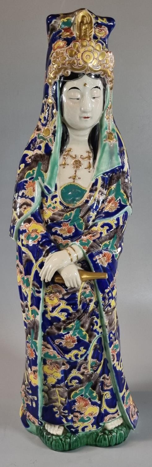Japanese porcelain polychrome decorated figure of a female Courtier, Kannon, 46cm high approx. (B.P.