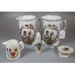Pair of Austrian china commemorative King Edward VII mugs for the Coronation 1902, two items of