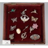 Group of silver marcasite and other brooches: animals, butterflies flowers etc. (13) (B.P. 21% +