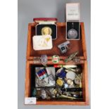 Small wooden box containing Earl Mountbatten gold on silver proof crown by Pobjoy Mint, cased,