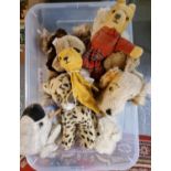Box of assorted soft toys, to include: vintage teddy bear and others. (B.P. 21% + VAT)